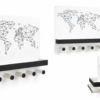 K3_D2 World Map Key Holder with Shelf – Geometric Wall Organizer
