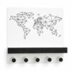 K3_D3 World Map Key Holder with Shelf – Geometric Wall Organizer